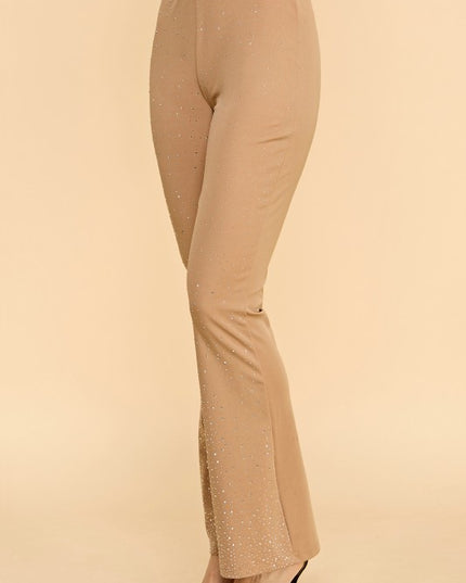 Y0426BS YOGA BELL BOTTOMS PANTS WITH RHINESTONE