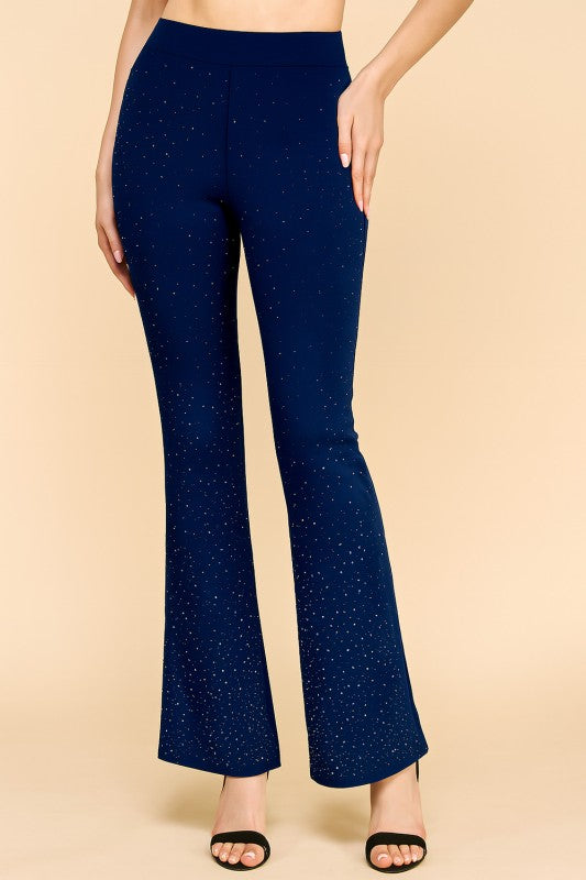 Y0426BS YOGA BELL BOTTOMS PANTS WITH RHINESTONE