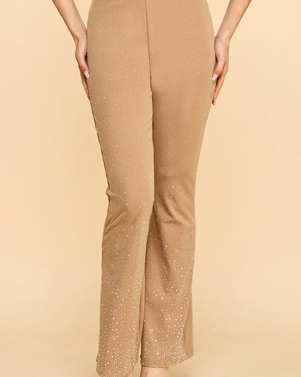 Y0426BS YOGA BELL BOTTOMS PANTS WITH RHINESTONE