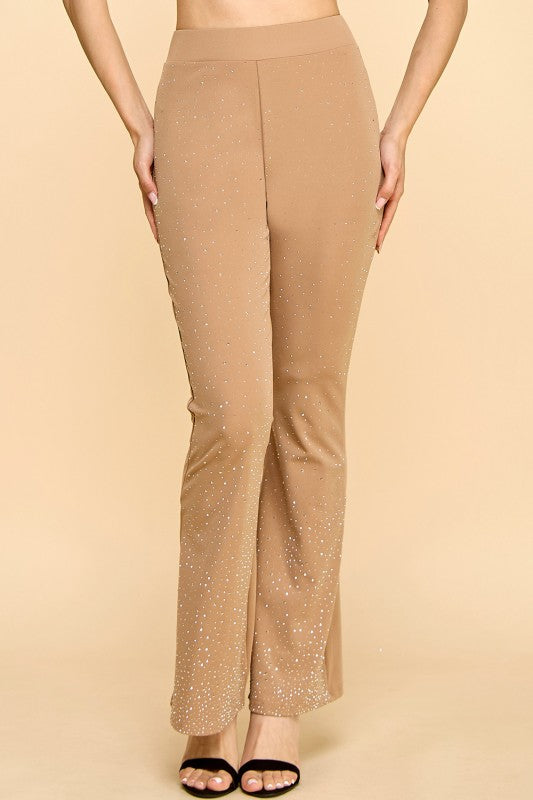 Y0426BS YOGA BELL BOTTOMS PANTS WITH RHINESTONE