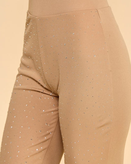 Y0426BS YOGA BELL BOTTOMS PANTS WITH RHINESTONE