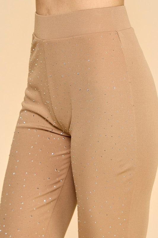 Y0426BS YOGA BELL BOTTOMS PANTS WITH RHINESTONE