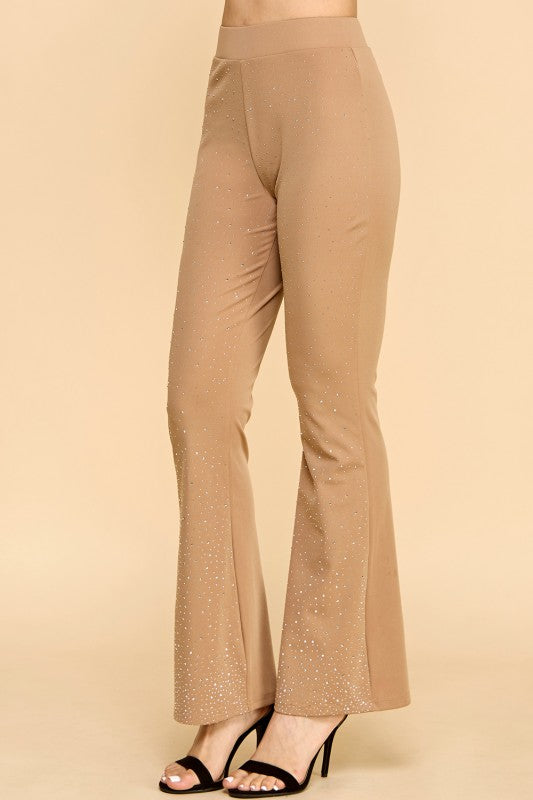 Y0426BS YOGA BELL BOTTOMS PANTS WITH RHINESTONE
