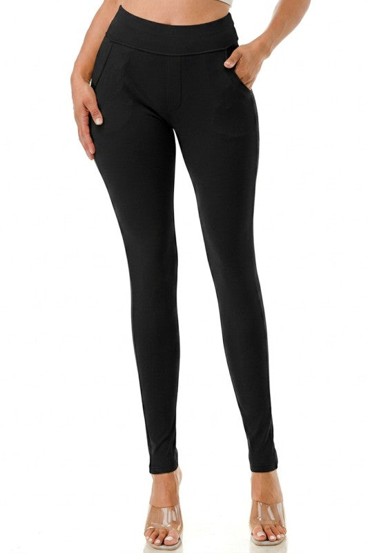 Y1805 SOLID SKINNY DRESS PANTS
