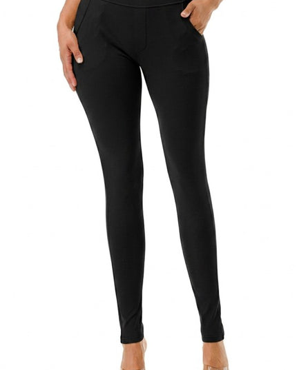 Y1805 SOLID SKINNY DRESS PANTS