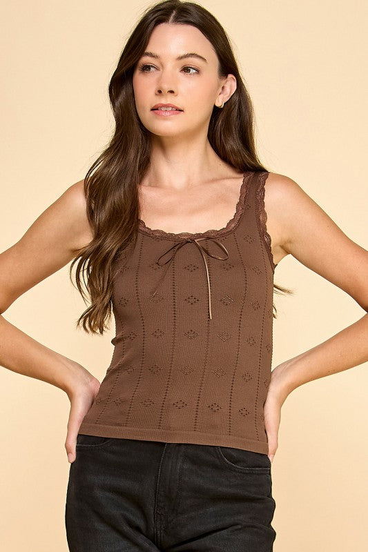 PT004L LACE TRIM TANK TOP