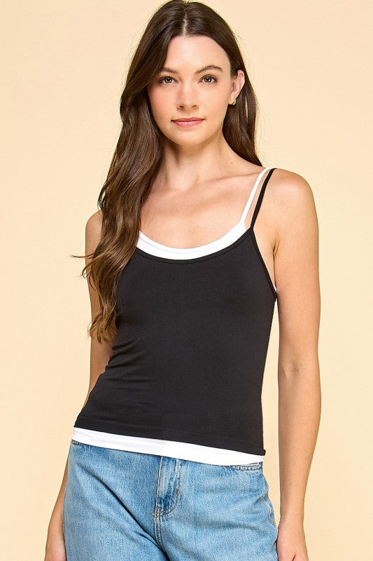 PT38 DOUBLE LAYER CAMI TANK TOP