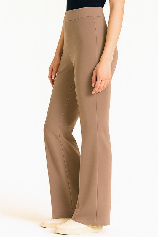 YC33 SOLID PLEATED HIGH RISE PANTS