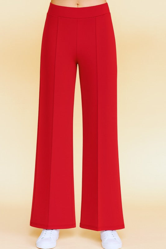 YC33 SOLID PLEATED HIGH RISE PANTS