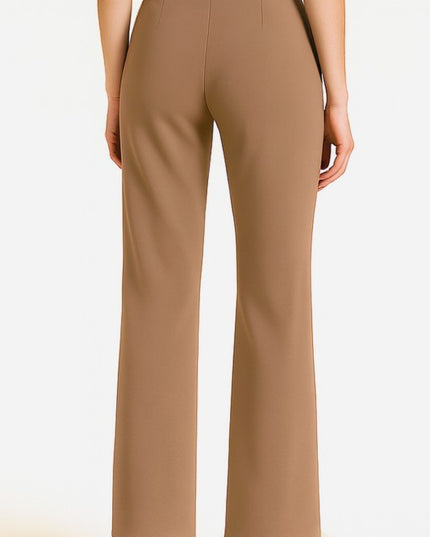 YC33 SOLID PLEATED HIGH RISE PANTS