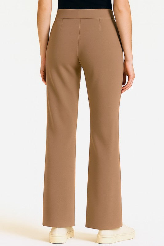 YC33 SOLID PLEATED HIGH RISE PANTS