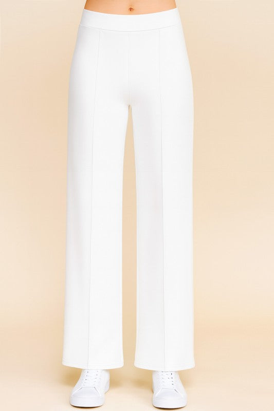 YC33 SOLID PLEATED HIGH RISE PANTS