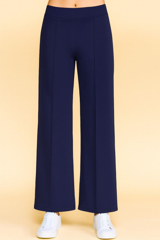 YC33 SOLID PLEATED HIGH RISE PANTS