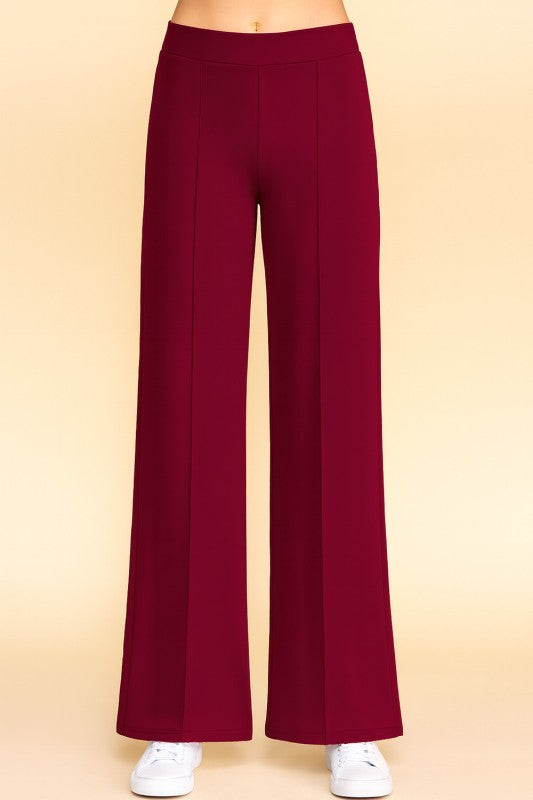 YC33 SOLID PLEATED HIGH RISE PANTS