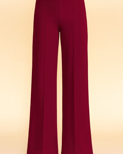 YC33 SOLID PLEATED HIGH RISE PANTS