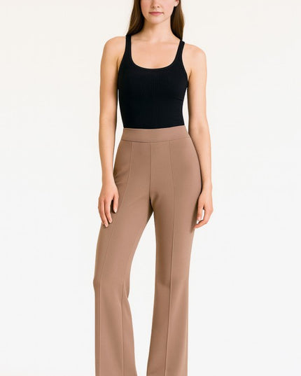 YC33 SOLID PLEATED HIGH RISE PANTS