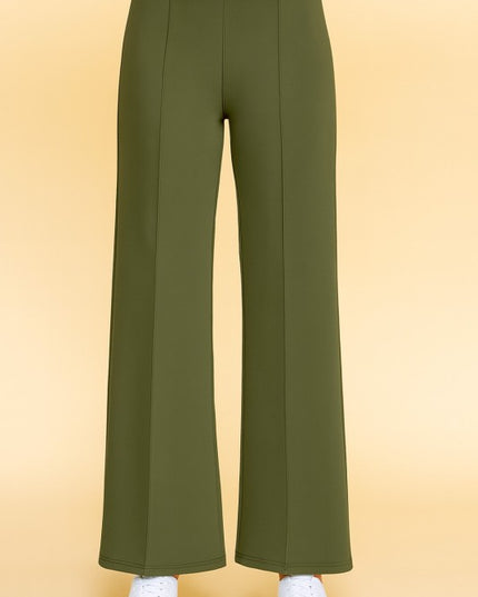 YC33 SOLID PLEATED HIGH RISE PANTS