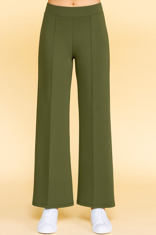 YC33 SOLID PLEATED HIGH RISE PANTS