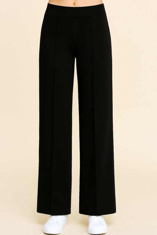 YC33 SOLID PLEATED HIGH RISE PANTS