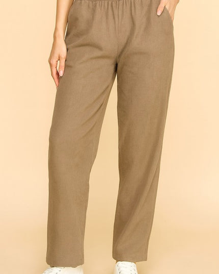 CF0504X PLUS SIZE RELAXED CORDUROY STRAIGHT PANTS WITH FUR