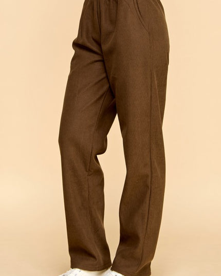 CF0504X PLUS SIZE RELAXED CORDUROY STRAIGHT PANTS WITH FUR