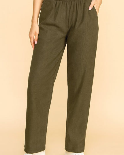 CF0504 RELAXED CORDUROY STRAIGHT PANTS WITH FUR LINING