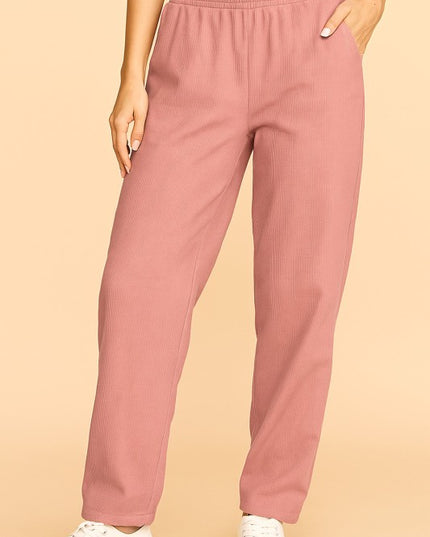 CF0504 RELAXED CORDUROY STRAIGHT PANTS WITH FUR LINING