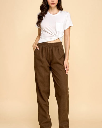 CF0504 RELAXED CORDUROY STRAIGHT PANTS WITH FUR LINING