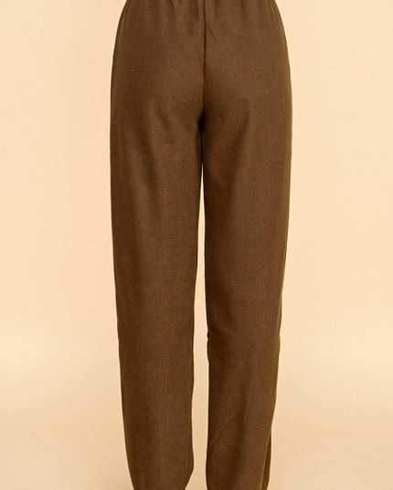 CF0504X PLUS SIZE RELAXED CORDUROY STRAIGHT PANTS WITH FUR