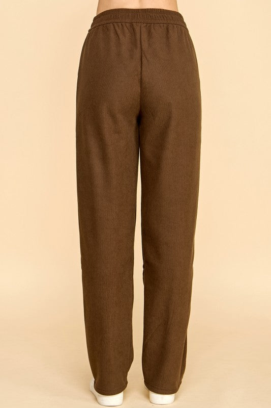 CF0504X PLUS SIZE RELAXED CORDUROY STRAIGHT PANTS WITH FUR