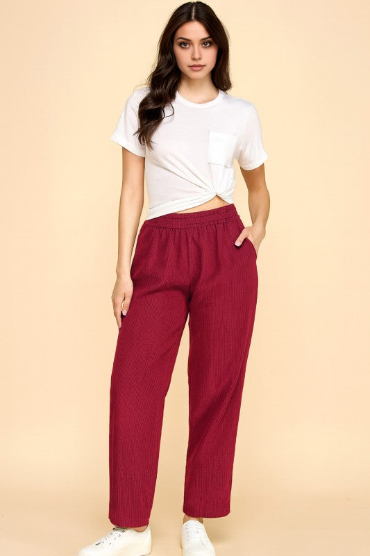 CF0504 RELAXED CORDUROY STRAIGHT PANTS WITH FUR LINING