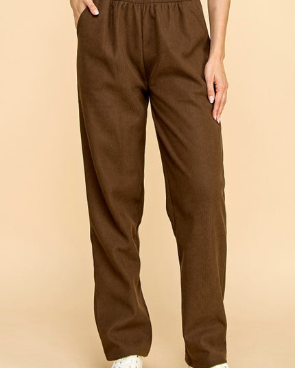 CF0504X PLUS SIZE RELAXED CORDUROY STRAIGHT PANTS WITH FUR
