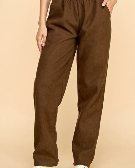 CF0504X PLUS SIZE RELAXED CORDUROY STRAIGHT PANTS WITH FUR