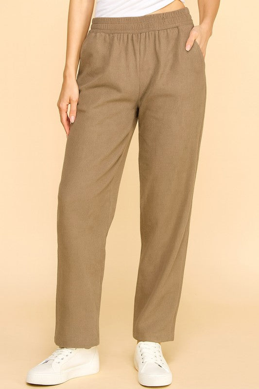 CF0504 RELAXED CORDUROY STRAIGHT PANTS WITH FUR LINING