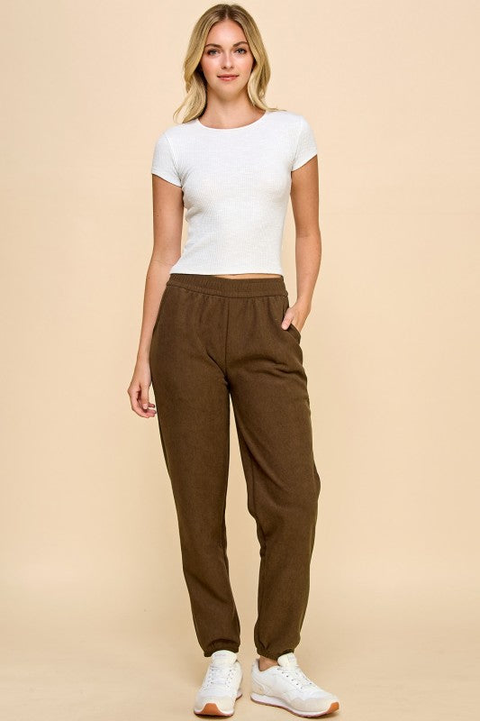 CF0503X PLUS SIZE STRETCH CORDUROY FUR JOGGERS