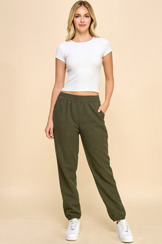 CF0503X PLUS SIZE STRETCH CORDUROY FUR JOGGERS