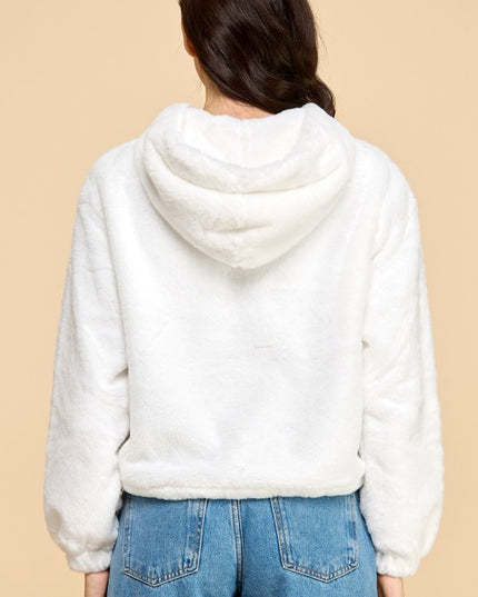 JACKET02 SOLID FAUX FUR HOODIE JACKET