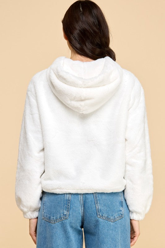 JACKET02 SOLID FAUX FUR HOODIE JACKET