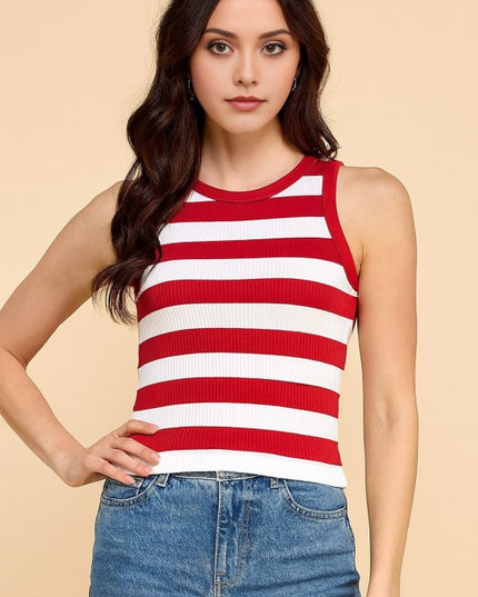 NT37 BOLD STRIPE RIBBED TANK TOP