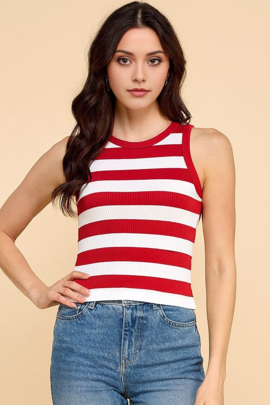 NT37 BOLD STRIPE RIBBED TANK TOP