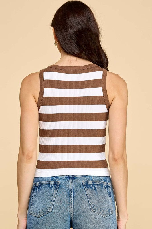 NT37 BOLD STRIPE RIBBED TANK TOP