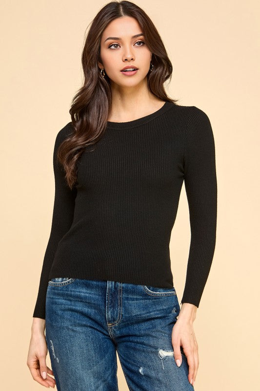 CRN01 CLASSIC ROUND NECK LONG SLEEVE KNIT SWEATER