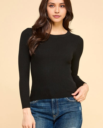 CRN01 CLASSIC ROUND NECK LONG SLEEVE KNIT SWEATER