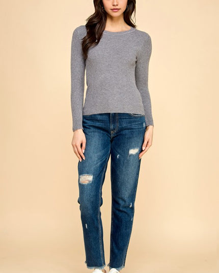 CRN01 CLASSIC ROUND NECK LONG SLEEVE KNIT SWEATER