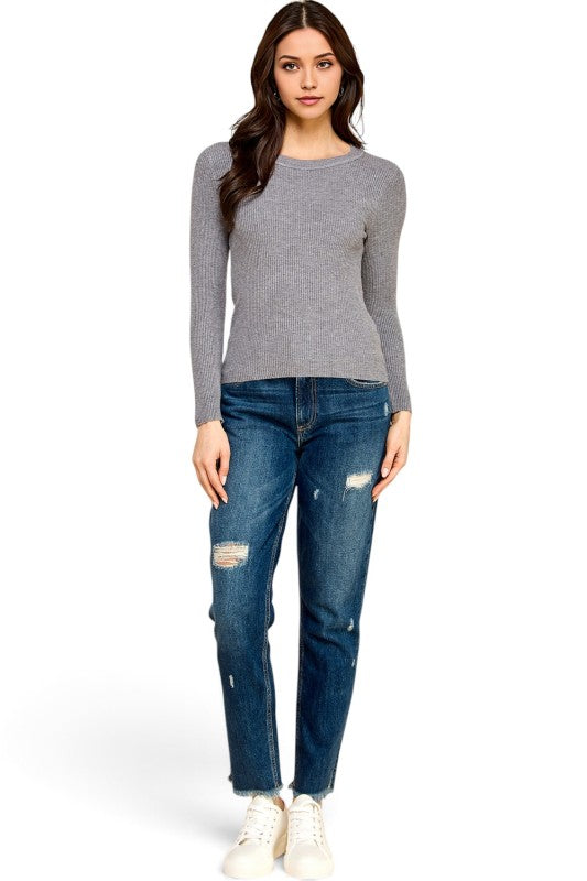 CRN01 Classic Round Neck – Long Sleeve Knit Sweater