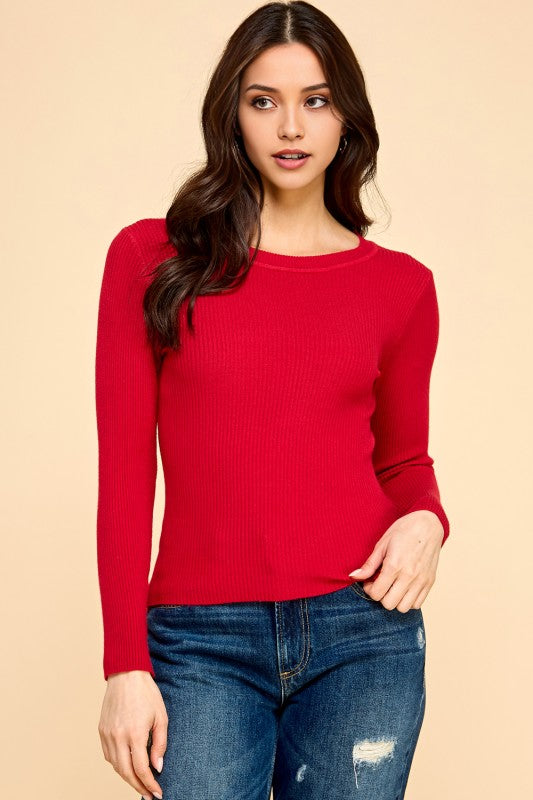 CRN01 CLASSIC ROUND NECK LONG SLEEVE KNIT SWEATER