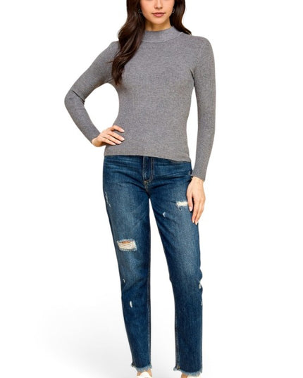 CMN02 Classic Mock Neck – Long Sleeve Knit Sweater