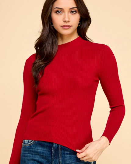 CMN02 CLASSIC MOCK NECK LONG SLEEVE KNIT SWEATER