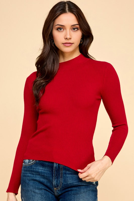 CMN02 CLASSIC MOCK NECK LONG SLEEVE KNIT SWEATER