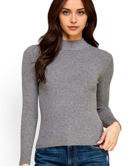 CMN02 Classic Mock Neck – Long Sleeve Knit Sweater